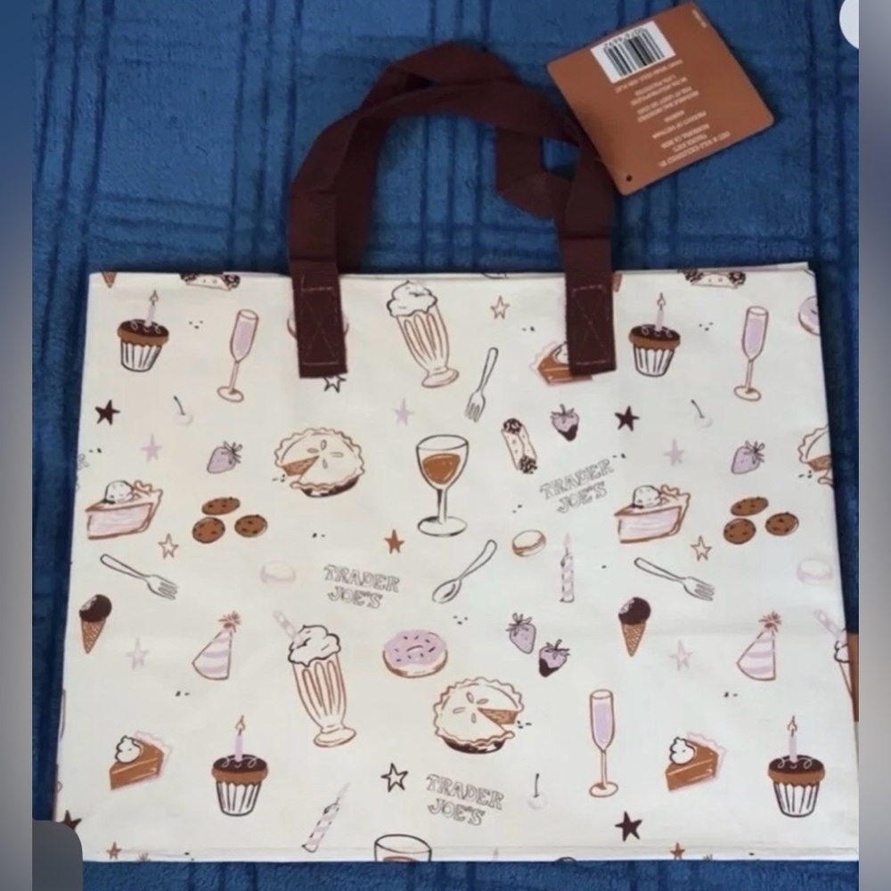 Dessert-Themed Tote Bag with Brown Handles